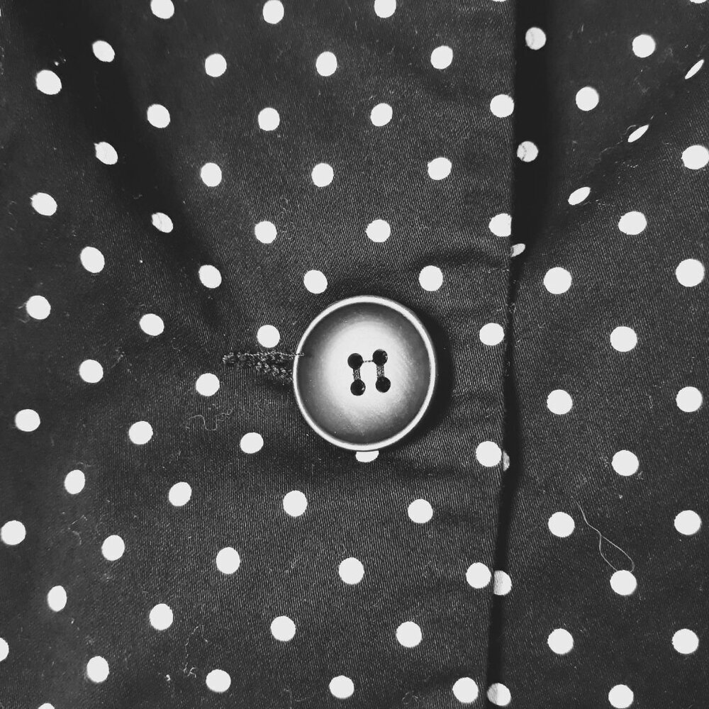 Vtg Dress Barn Cropped Boxy Jacket Large Polka Dot Cotton Preppy Academia Office - Picture 3 of 8
